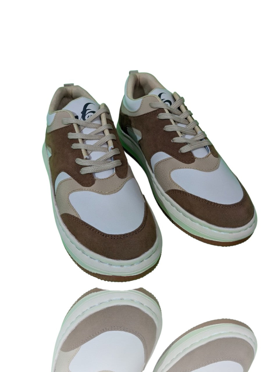 UFNB White & Brown Flat Sneakers