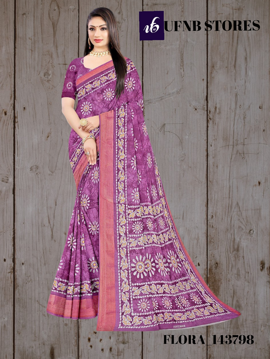 UFNB COTTON SAREE FLORA_14 MULTICOLOR