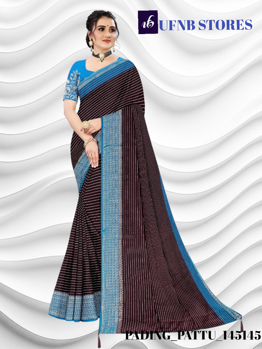 UFNB GEORGETTE SAREE PADDING PATTU MULTICOLOR