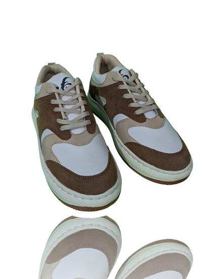 UFNB White & Brown Flat Sneakers