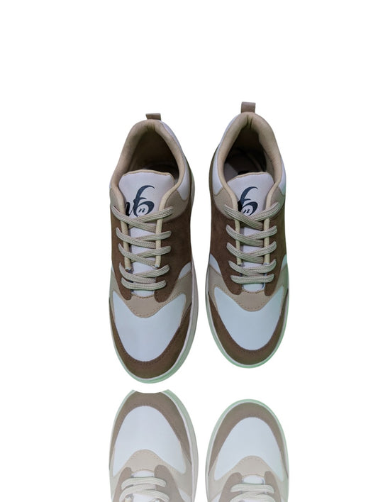 UFNB White & Brown Flat Sneakers