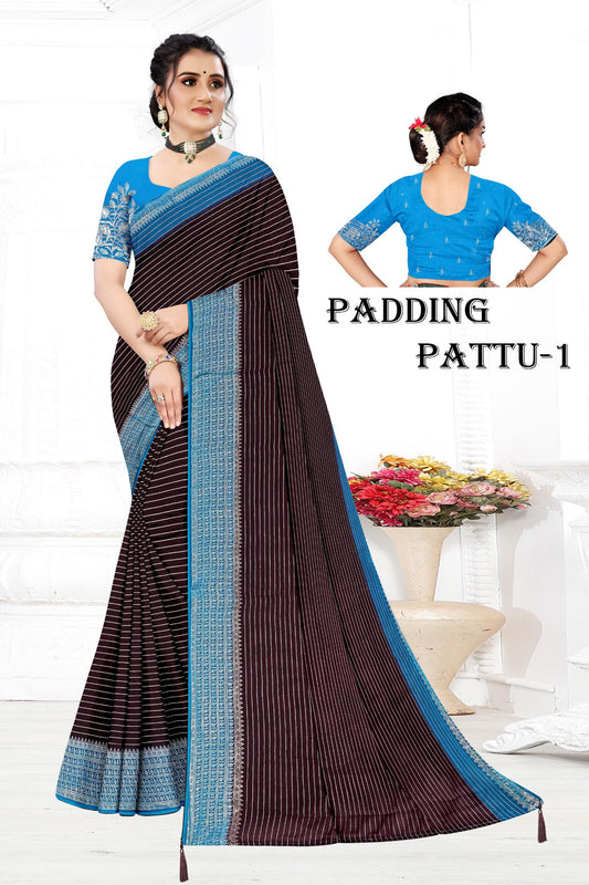 UFNB GEORGETTE SAREE PADDING PATTU MULTICOLOR